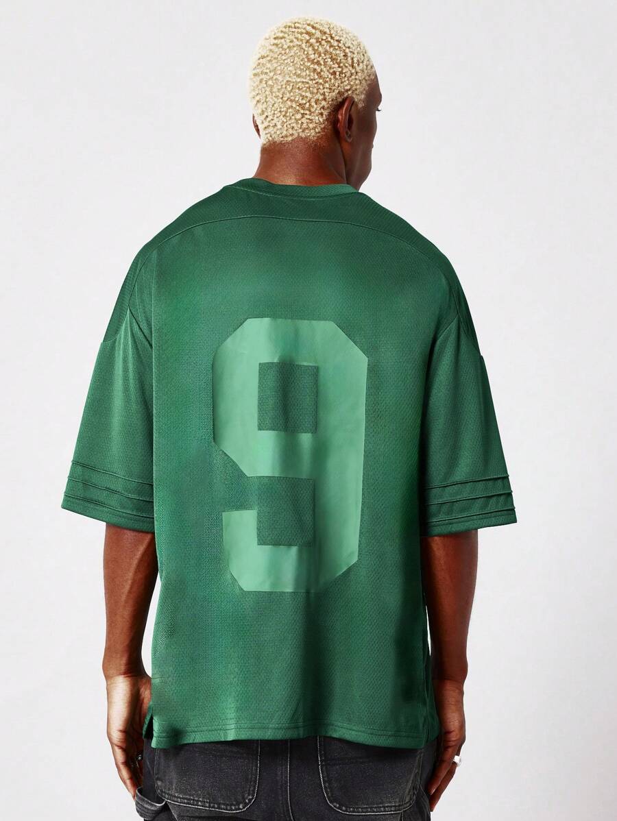 SUMWON 复古运动网眼球衣风格运动 T 恤幸运数字 9 圣帕特里克节爱尔兰队精神超大休闲街头服饰 3 月 17 日庆祝活动 - 綠色 - 查看 1