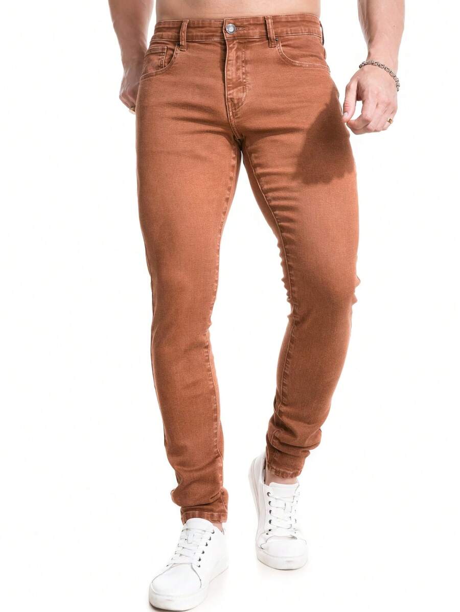 Premium Slim Fit Comfortable Orange Denim Jeans Men Pants - Orange - View 1