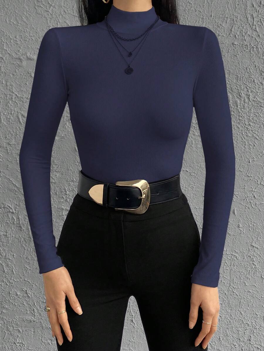 RueChic 春秋季节纯色立领 T 恤