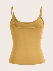 SHEIN BASICS 女士肋紋背心背心上衣 - 薑色 - 查看 2