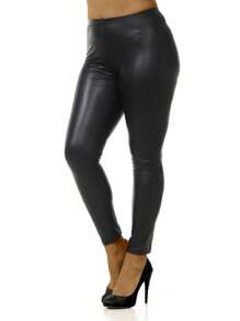 Celure 大尺碼女款高腰打底褲 - 黑色 - 查看 1