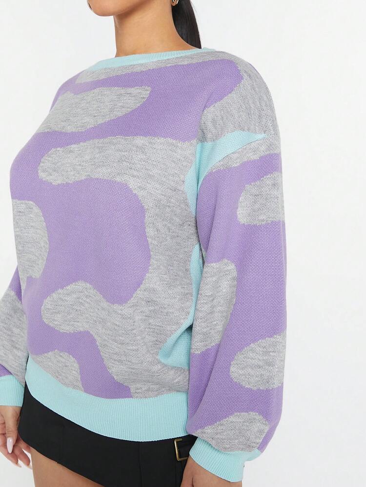 Color Block Batwing Sleeve Sweater