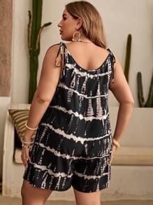 SHEIN VCAY Plus Size Tie Dye Beachwear Vacation Jumpsuit For Women - Multicolor - View 2
