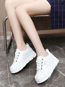 Fall/Winter New Fashion Women's Thick-Soled Casual Sports Shoes, Outdoor, Comfortable, Versatile, Breathable Running Shoes,Sneakers For Women - White - View 4