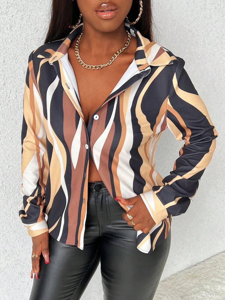 Multicolor Patchwork Color Block Printed Shirt