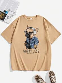 青少年男孩卡通和字母圖案T恤