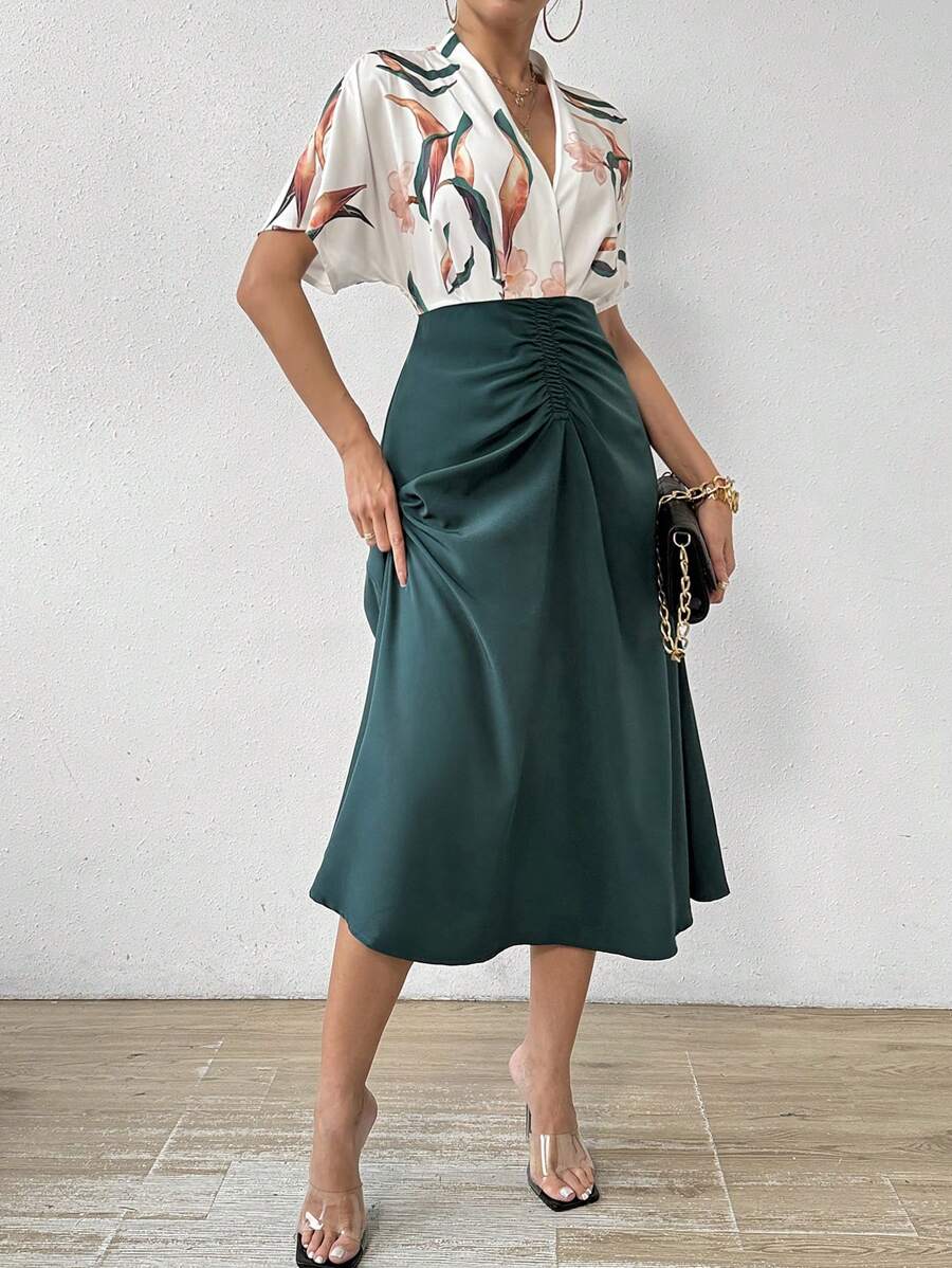 Chiquease Women'S Floral Printed Batwing Sleeve Dress - Multicolor - View 1