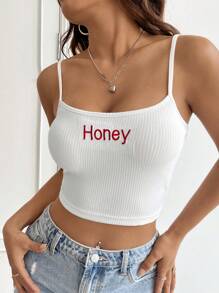 SHEIN EZwear Women's Letter Embroidered Cami Top