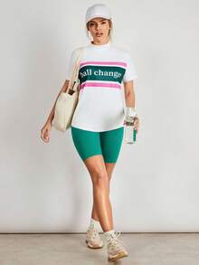 VARSITIE 運動高爾夫基本印花足球短袖t恤 - 白色 - 查看 4