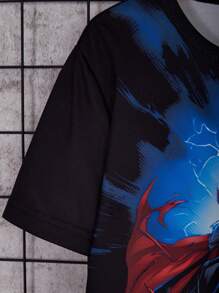 SHEIN Explorewe 男孩酷炫時尚 2 件套卡通人物印花圓領短袖 T 卹套裝 - 彩色 - 查看 4