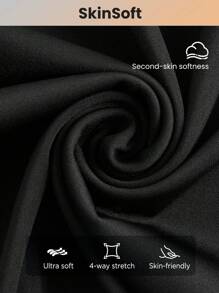 SHEIN Sports Women's Cropped Hooded Sports Sweatshirt - Black - View 6