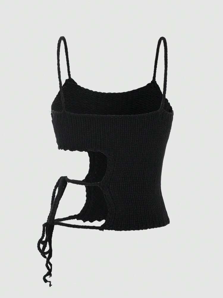 Women's Knitted Hollow Out Cross Strap Camisole Top