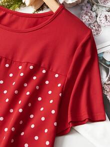 SHEIN LUNE 女式圓領波點連衣裙 - 彩色 - 查看 3