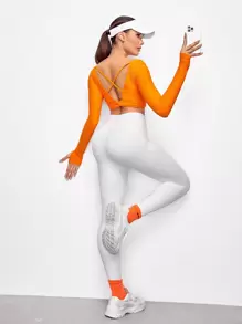 VARSITIE Sports  Yoga Basic Chest Cup&Tummy  Control  With TOP AND LEGGING SET - Blue - View 7