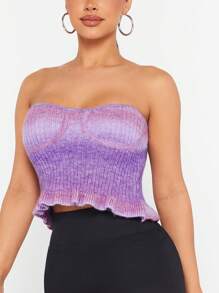 Hauture Top De Tubo Con Dobladillo Con Volantes Y Punto Tipo Jersey Ombré