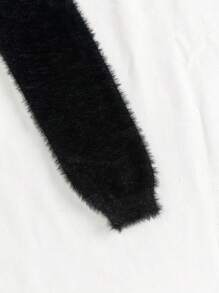 SHEIN EZwear Cardigan din lână cu glugă, cu fermoar, cu model de fluturi