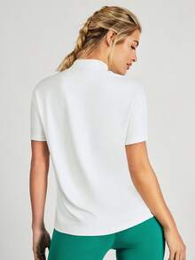 VARSITIE 運動高爾夫基本印花足球短袖t恤 - 白色 - 查看 2