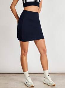 VARSITIE Sports TENNIS Basic Waist Pocket  With SKIRT - Navy Blue - View 4