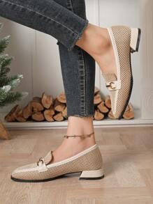 Spring/Summer New Arrival Embroidered Chunky/ Mid-Heel Square Toe Loafers With British Style, Fairy Women'S Shoes