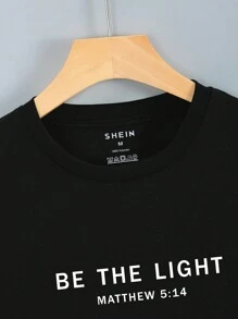 Manfinity Dauomo Letter  Graphic Short Sleeve Tee For Men