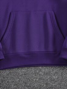 Manfinity Dauomo 男士连帽衫，印有标语和骷髅图案，适合秋冬季节，长袖上衣 - 紫色 - 查看 4