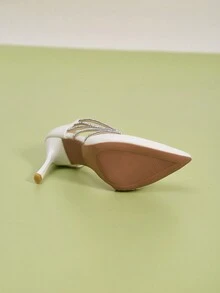 女士派对高跟鞋 水钻装饰细高跟鞋 时尚礼服高跟鞋 - 米色 - 查看 6