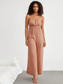 Kvinnors Spaghetti-rem Overaller Pyjamasar - Kaki - Visa 5