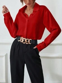 Calvaya 纯色长袖衬衫新年衣服，长袖上衣