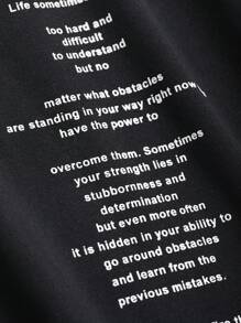 DAZY Women's Long Sleeve Round Neck Printed T-Shirt With Slogan,Fall Clothes,Back To School Clothes Graphic Tee - Black - View 3