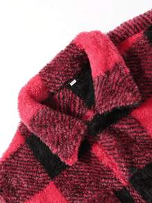 Extended Sizes Men's Plus Size Plaid Plush Lined Shacket - Multicolor - View 7