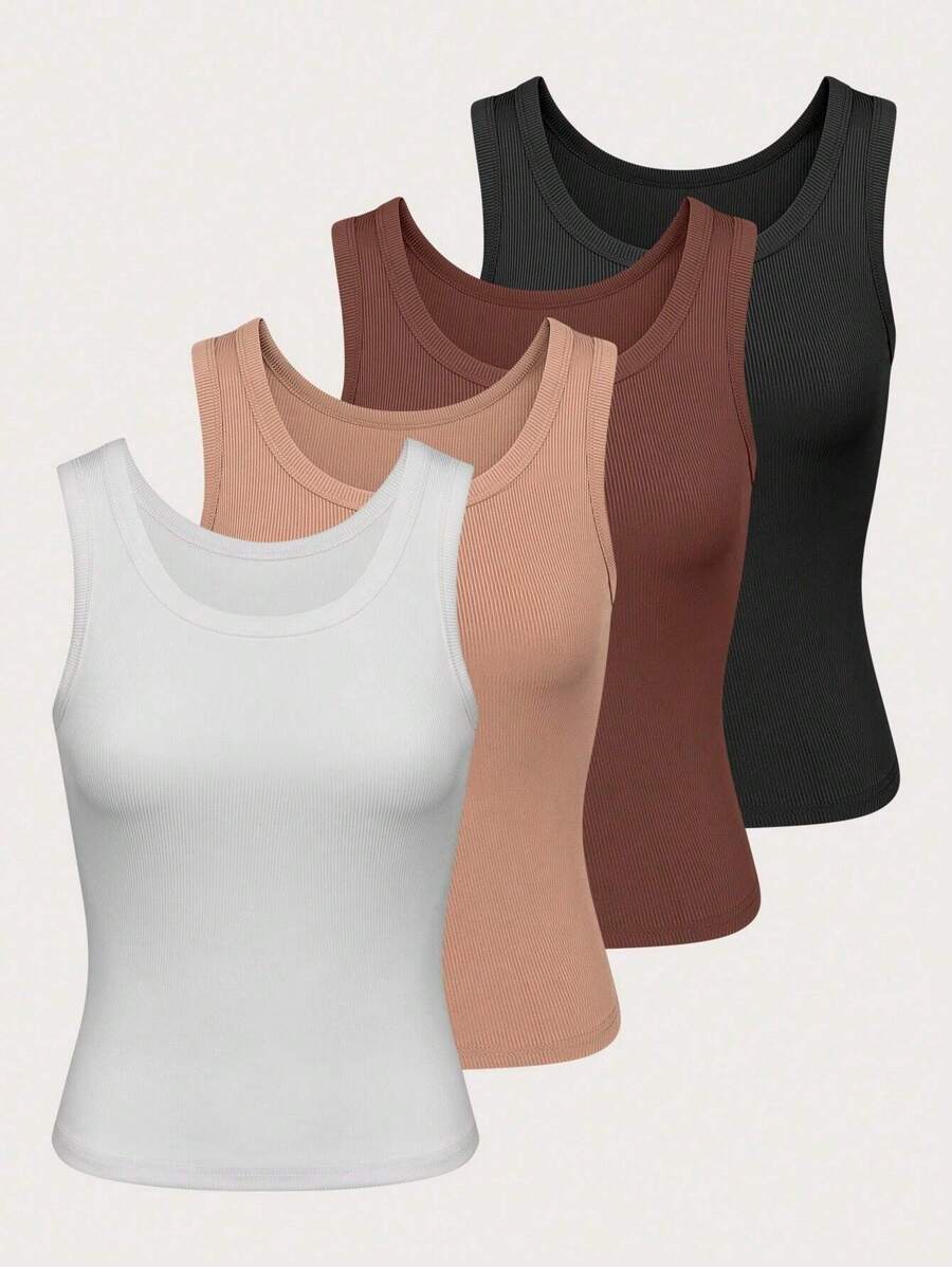 INAWLY Áo ba lỗ màu trơn cỡ lớn cho mùa hè - Nhiều màu - Xem 1