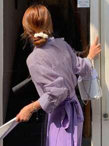 DAZY Ladies' Purple Long Sleeve Shirt - Purple - View 2