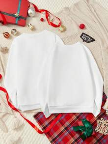 Manfinity Hypemode Men's Ghost Pattern Printed Round Neck Sweatshirt With Slogan - White - View 2