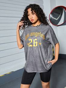 Cô gái Đan In thư Áo thun Và Bộ quần short - Nhiều màu - Xem 4