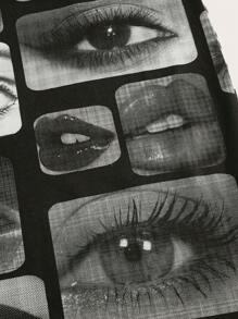 SHEIN ICON Eye & Lip Print Cami Bodycon Dress