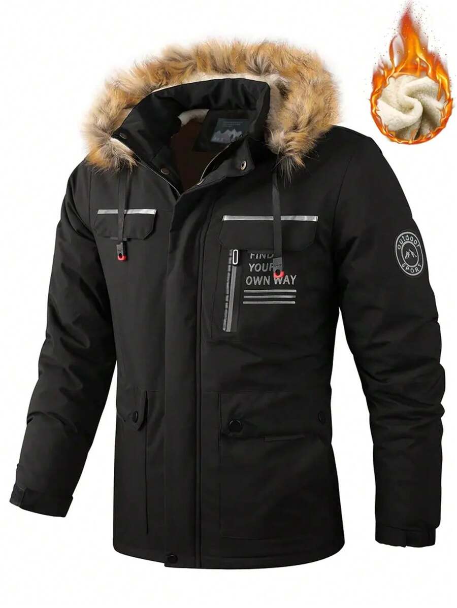 Chaqueta De Invierno Panegy Para Hombre - Acolchada, Impermeable, Con Capucha Desmontable Y Ligera