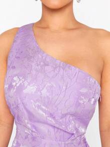 Hauture One Shoulder Floral Jacquard Bow Dress