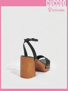 Zapatos De Mujer Zuecos De Madera Con Estilo Para Primavera Y Verano - Negro - Ver 7