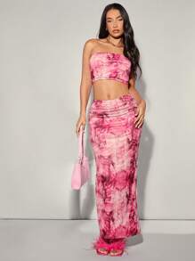 SHEIN BAE một miếng NỮ Hai chiếc Bộ Câu lạc bộ NỮ Mùa Xuân Quần áo Mùa Xuân Buổi hòa nhạc - Hồng - Xem 4