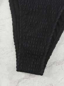 SHEIN Swim Summer Contrast Ruffle Trim Triangle Cup Knotted Side Bikini Set Wedding - Black and White - View 4