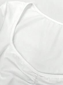 SHEIN EZwear 女士褶皺短款上衣 - 白色 - 查看 7
