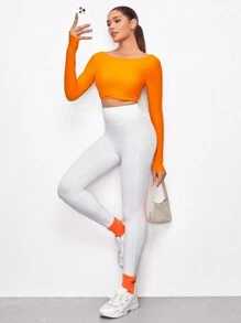 VARSITIE Sports  Yoga Basic Chest Cup&Tummy  Control  With TOP AND LEGGING SET - Blue - View 4