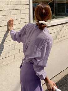 DAZY Ladies' Purple Long Sleeve Shirt - Purple - View 7