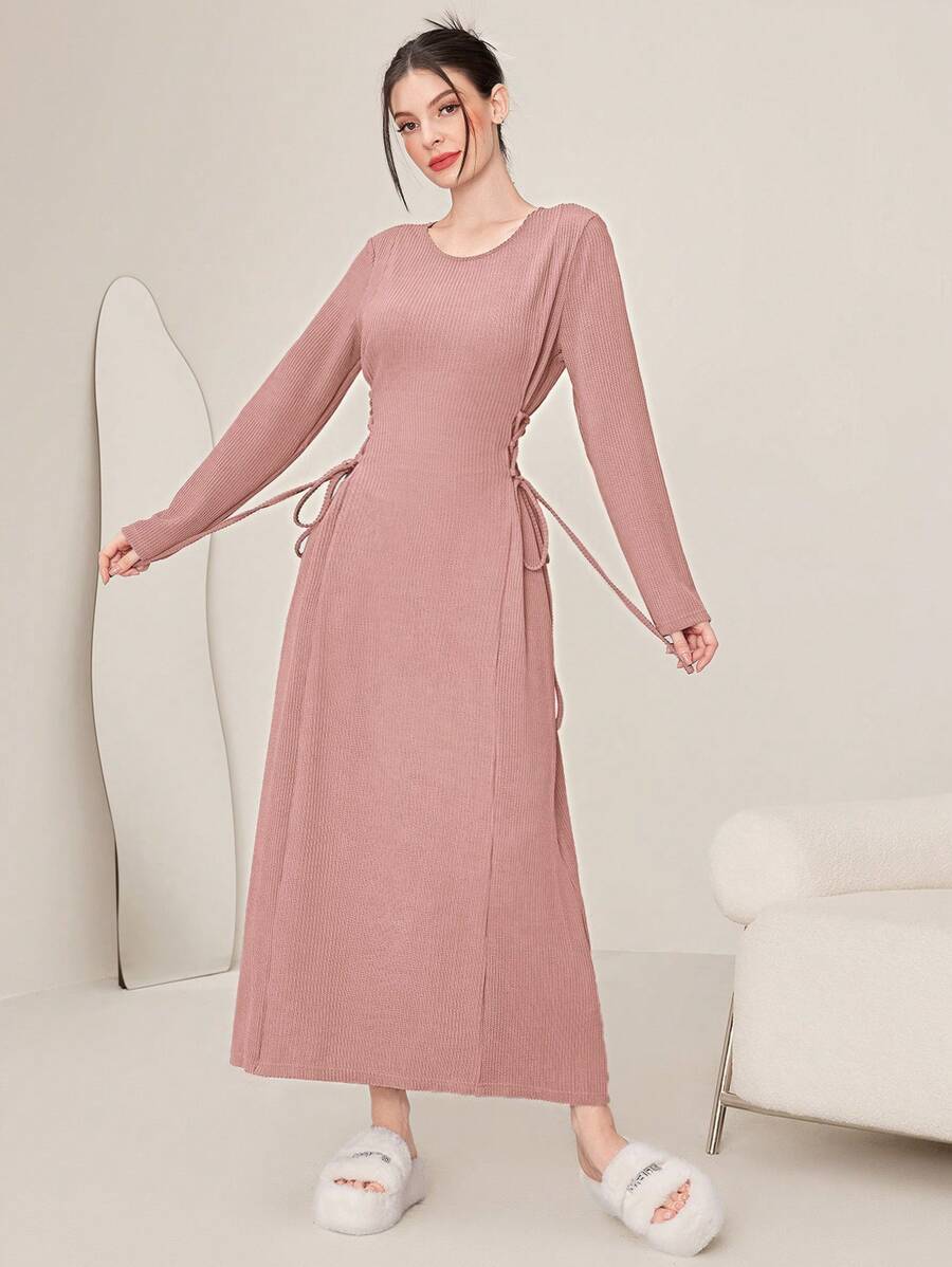 Modelyn Vestido De Manga Larga Con Cordones De Lado Para Mujer - Rosa - Ver 1