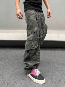 Manfinity EMRG 男士迷彩工装牛仔裤，迷彩长款宽松洗水工装牛仔裤，适合丈夫、男朋友的礼物