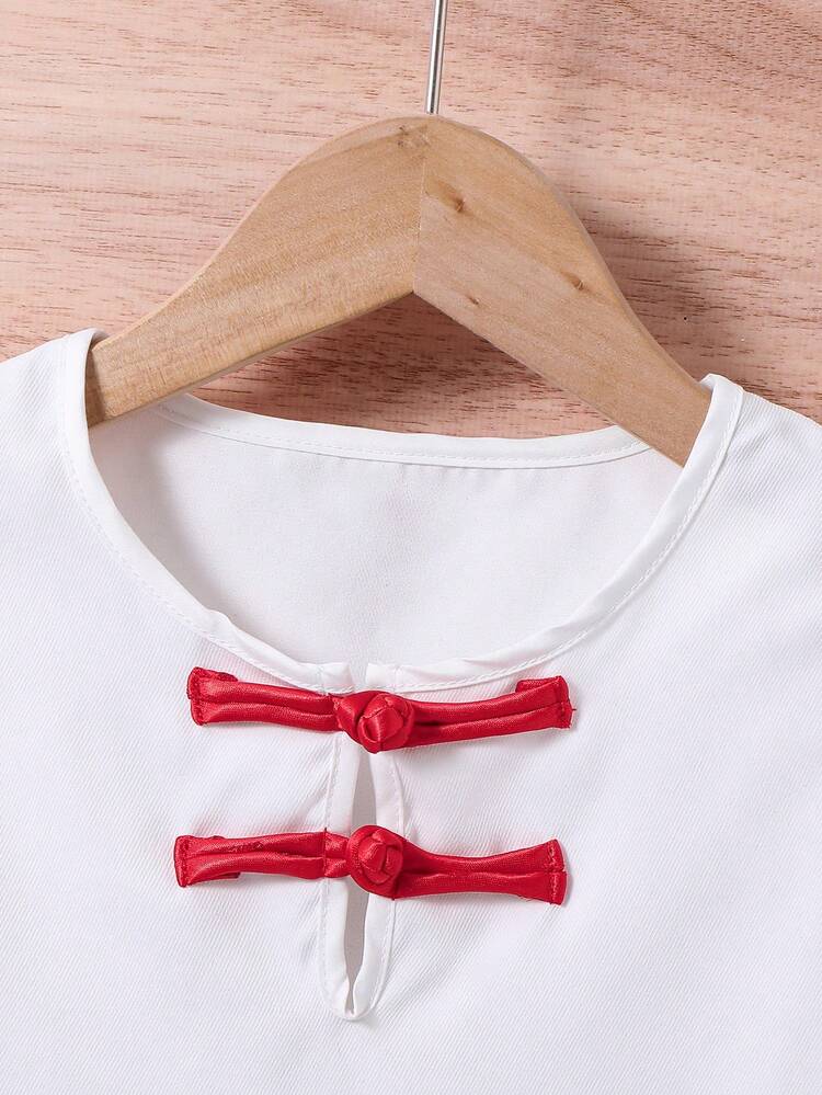 Young Boys 2pcs Chinese Style Outfit With Cool Buckle, Soft, Comfortable, Cool And Breathable, Perfect For Summer Daily Wear