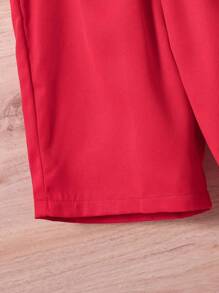 Young Boys 2pcs Chinese Style Outfit With Cool Buckle, Soft, Comfortable, Cool And Breathable, Perfect For Summer Daily Wear - Red and White - View 3