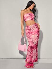 SHEIN BAE một miếng NỮ Hai chiếc Bộ Câu lạc bộ NỮ Mùa Xuân Quần áo Mùa Xuân Buổi hòa nhạc - Hồng - Xem 5