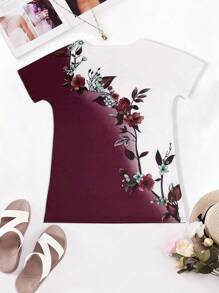 INAWLY Colorblock Flower Printed Top - Multicolor - View 1