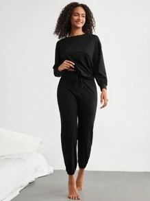 Ocili Của phụ nữ Eo dây rút Quần , Trang phục mặc nhà - màu đen - Xem 6